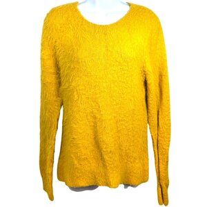 A New Day Womens Mustard Yellow Fuzzy Textured Long Sleeve Sweater Large